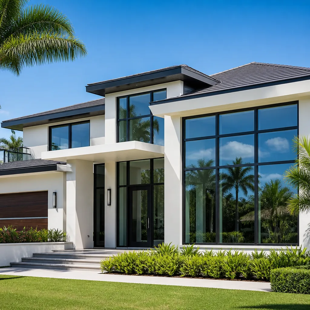 Modern luxury residential home with professional architectural window and door installation. nationwide